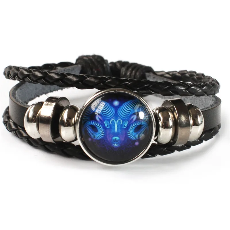12 Zodiac Signs Constellation Charm Luminous Bracelet Men Women Fashion Multilayer Weave leather Bracelet & Bangle Birthday Gift - Image 24
