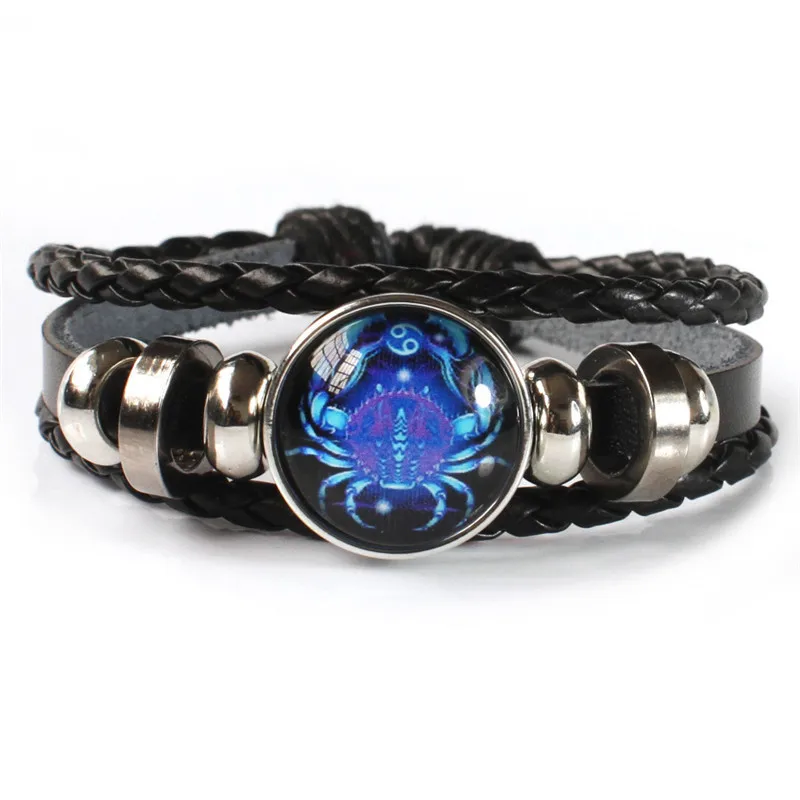 12 Zodiac Signs Constellation Charm Luminous Bracelet Men Women Fashion Multilayer Weave leather Bracelet & Bangle Birthday Gift - Image 26