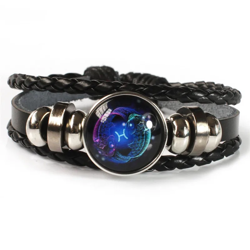 12 Zodiac Signs Constellation Charm Luminous Bracelet Men Women Fashion Multilayer Weave leather Bracelet & Bangle Birthday Gift - Image 7