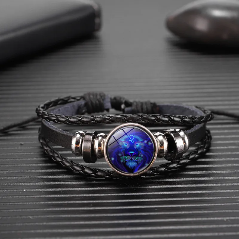 12 Zodiac Signs Constellation Charm Luminous Bracelet Men Women Fashion Multilayer Weave leather Bracelet & Bangle Birthday Gift - Image 28
