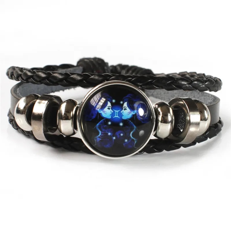 12 Zodiac Signs Constellation Charm Luminous Bracelet Men Women Fashion Multilayer Weave leather Bracelet & Bangle Birthday Gift - Image 22