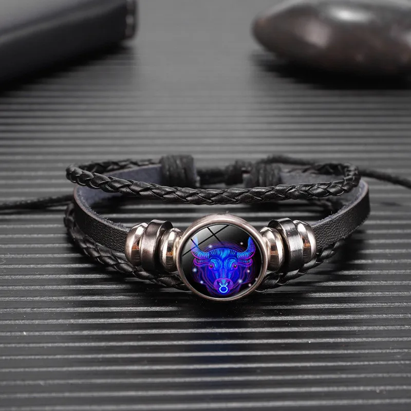 12 Zodiac Signs Constellation Charm Luminous Bracelet Men Women Fashion Multilayer Weave leather Bracelet & Bangle Birthday Gift - Image 20