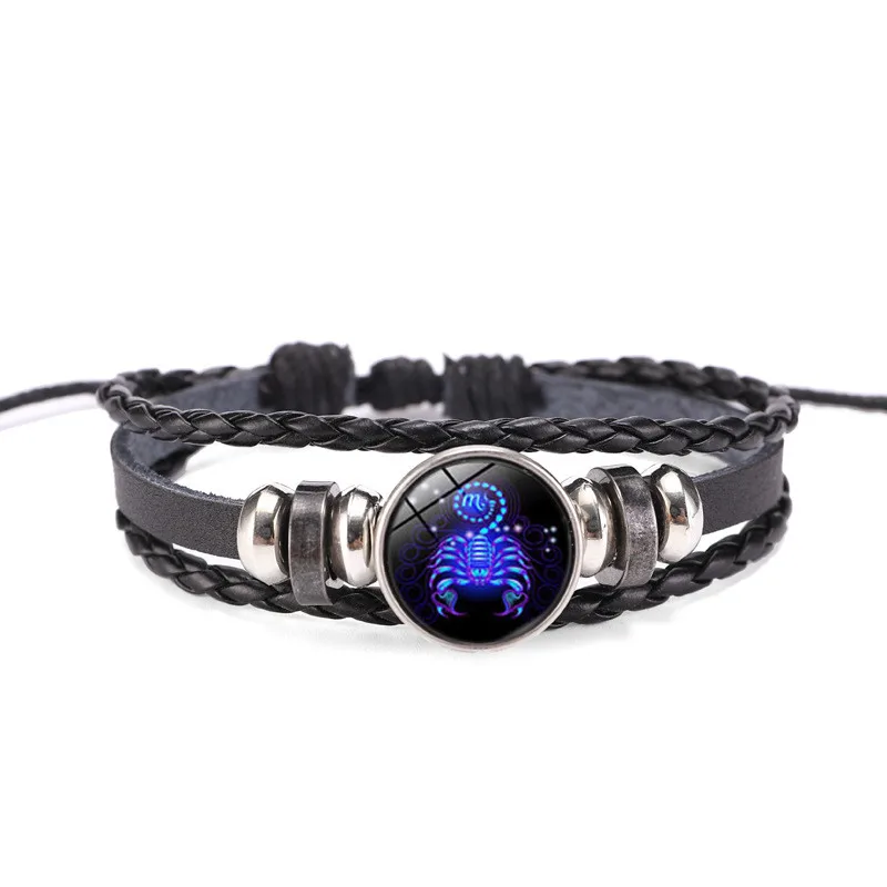 12 Zodiac Signs Constellation Charm Luminous Bracelet Men Women Fashion Multilayer Weave leather Bracelet & Bangle Birthday Gift - Image 4
