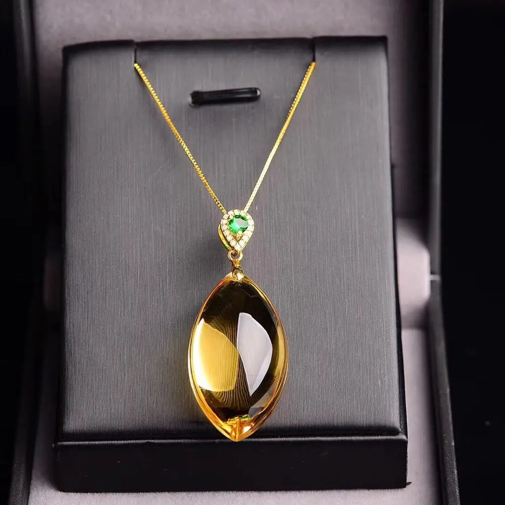 Natural Yellow Citrine Quartz Water Drop Pendant 38x15mm Women Rare Wealthy Gold Citrine Stone Fashion Bead Necklace AAAAA - Image 4