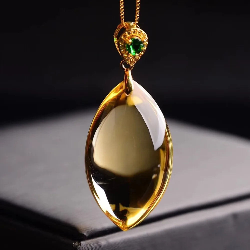 Natural Yellow Citrine Quartz Water Drop Pendant 38x15mm Women Rare Wealthy Gold Citrine Stone Fashion Bead Necklace AAAAA - Image 8
