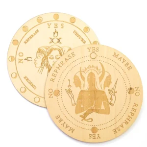 Wood Metaphysics Ornament Three-phase Moon Divination Witchcraft Altar Round Pendulum Plate Star Sun Crystal Letter Home Decor