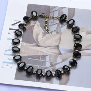 Black Stones Choker Necklace Women Vintage Bib Statement Necklaces Girls Jelwery
