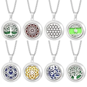 Stainless Steel Spiral Open Aromatherapy Pendant Tree of Life Perfume Locket Necklaces Neutral Essential Oil Diffuser Jewelry