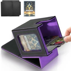 Holds 100+ Trading Card Deck Box for MTG Commander Display with 2 Dividers Game Sports Card Storage Box PU Magnet Deck Case