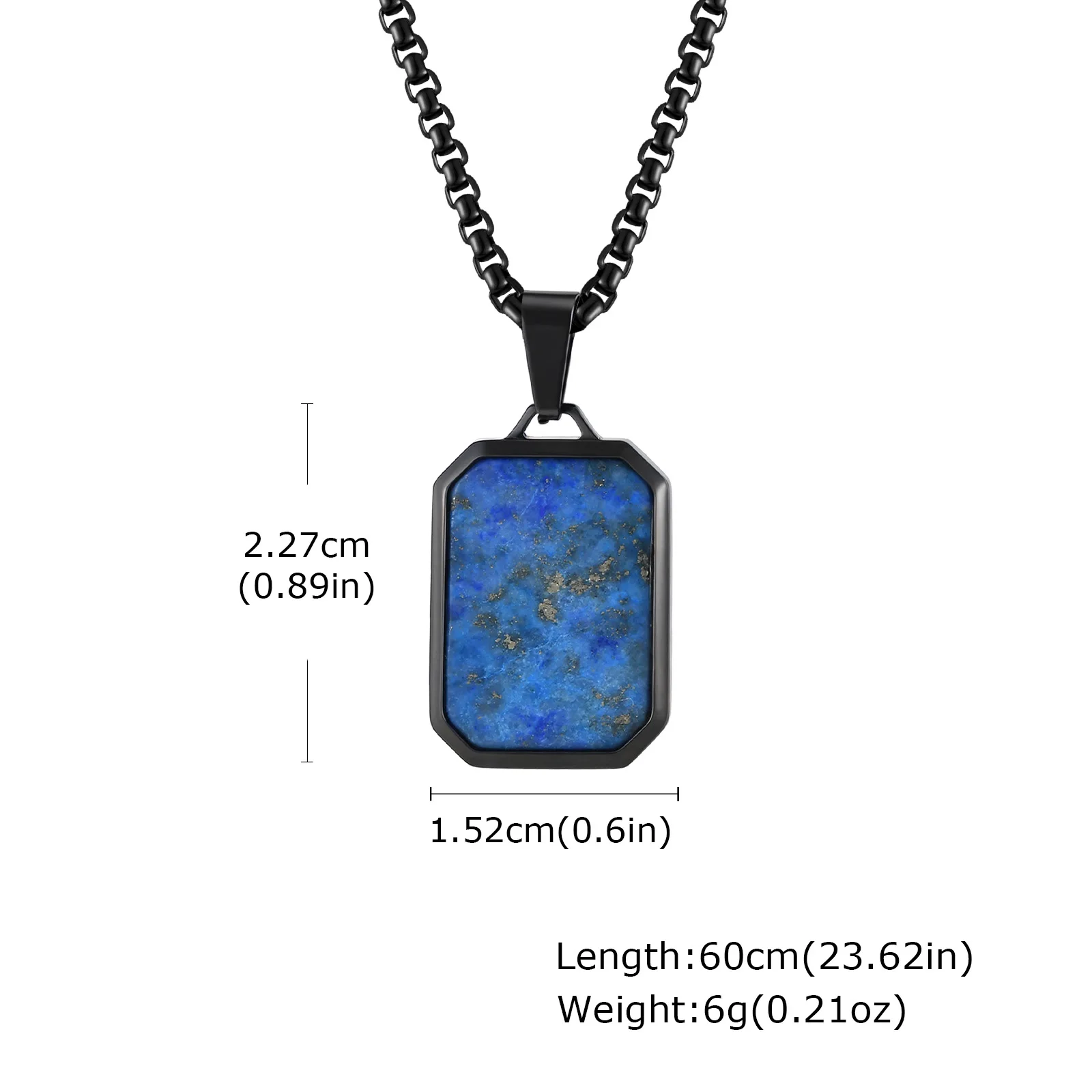 Trendy Pendant Necklaces for Men Boys,Square Natural Stone Stainless Steel Necklaces,Hip Hop Cool Healing Jewelry Gifts - Image 25