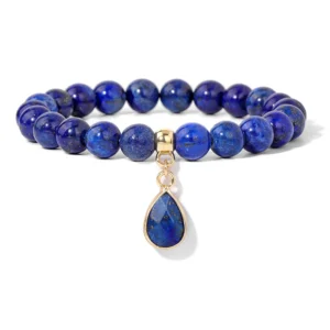 8mm Lapis Lazuli Beads Bracelets Natural Stone Quartz Crystal Beaded Pendant Bracelet for Women Men Fashion Lucky Jewelry Gift