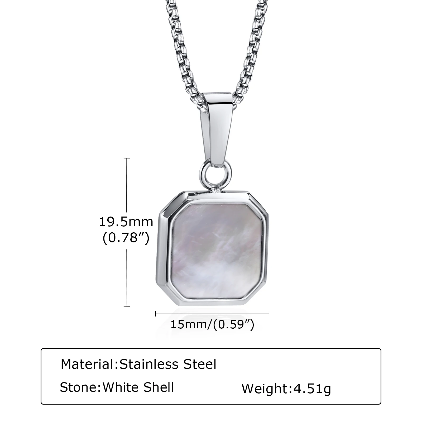 Trendy Pendant Necklaces for Men Boys,Square Natural Stone Stainless Steel Necklaces,Hip Hop Cool Healing Jewelry Gifts - Image 15