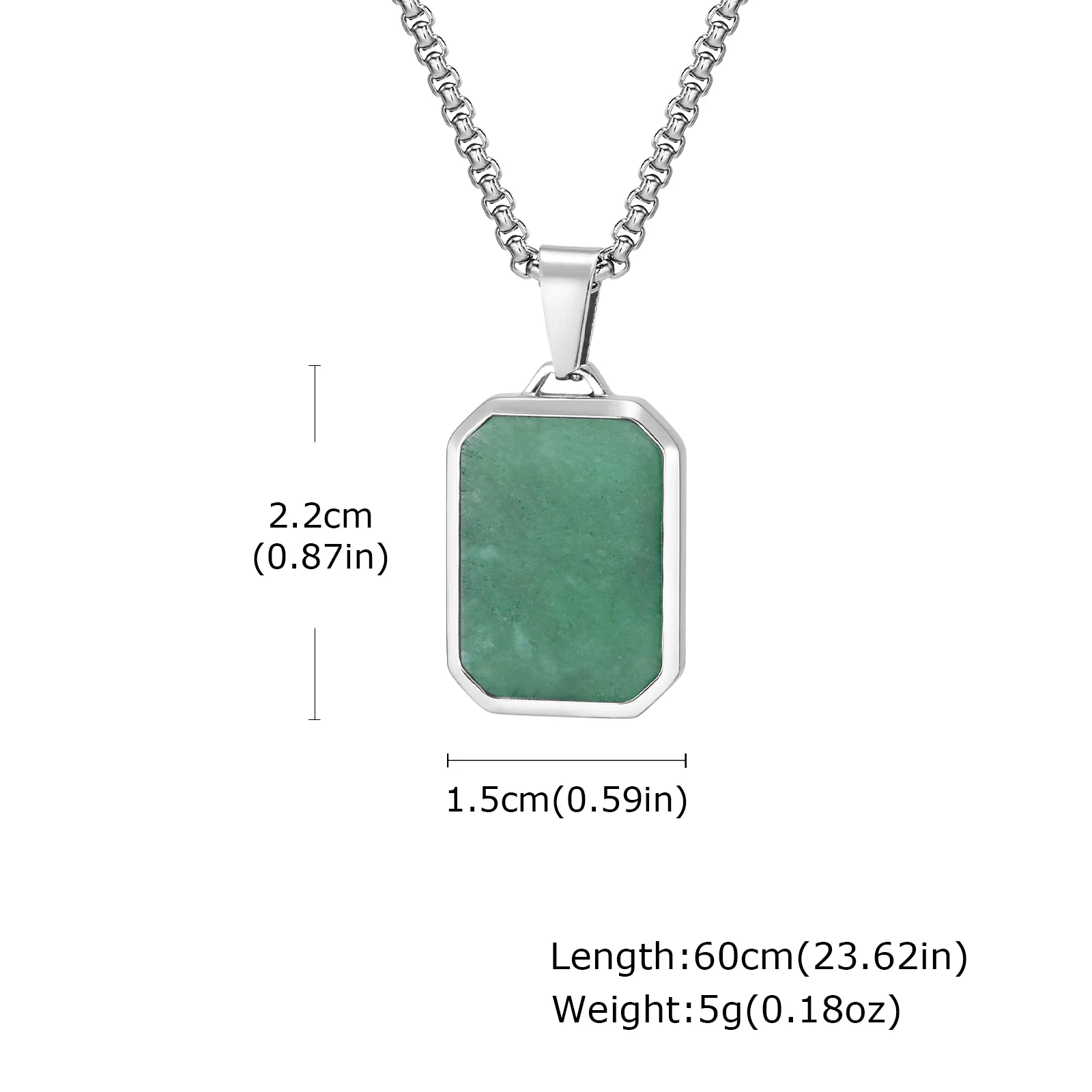 Trendy Pendant Necklaces for Men Boys,Square Natural Stone Stainless Steel Necklaces,Hip Hop Cool Healing Jewelry Gifts - Image 19