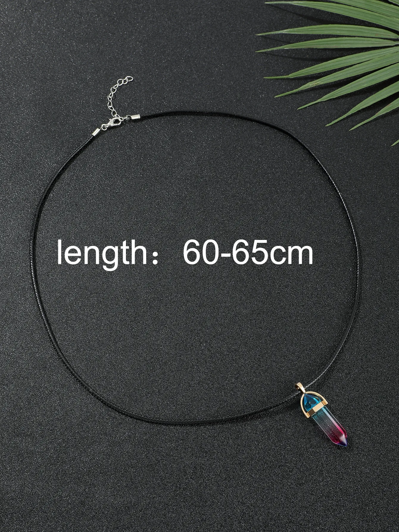 7pcs/Set Hexagon Pillar Quartz Necklace Turquoise Pink Crystal Necklace Genuine Leather Chain Natural Stone Choker Necklace - Image 7
