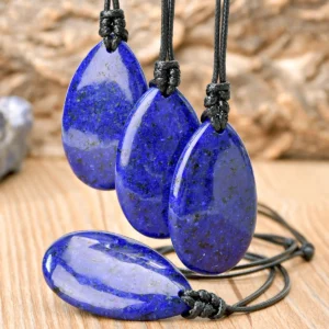 Bohemian Lapis Lazuli Teardrop Pendant Necklace Unisex Style Hand-Woven Holiday And Birthday Gifts