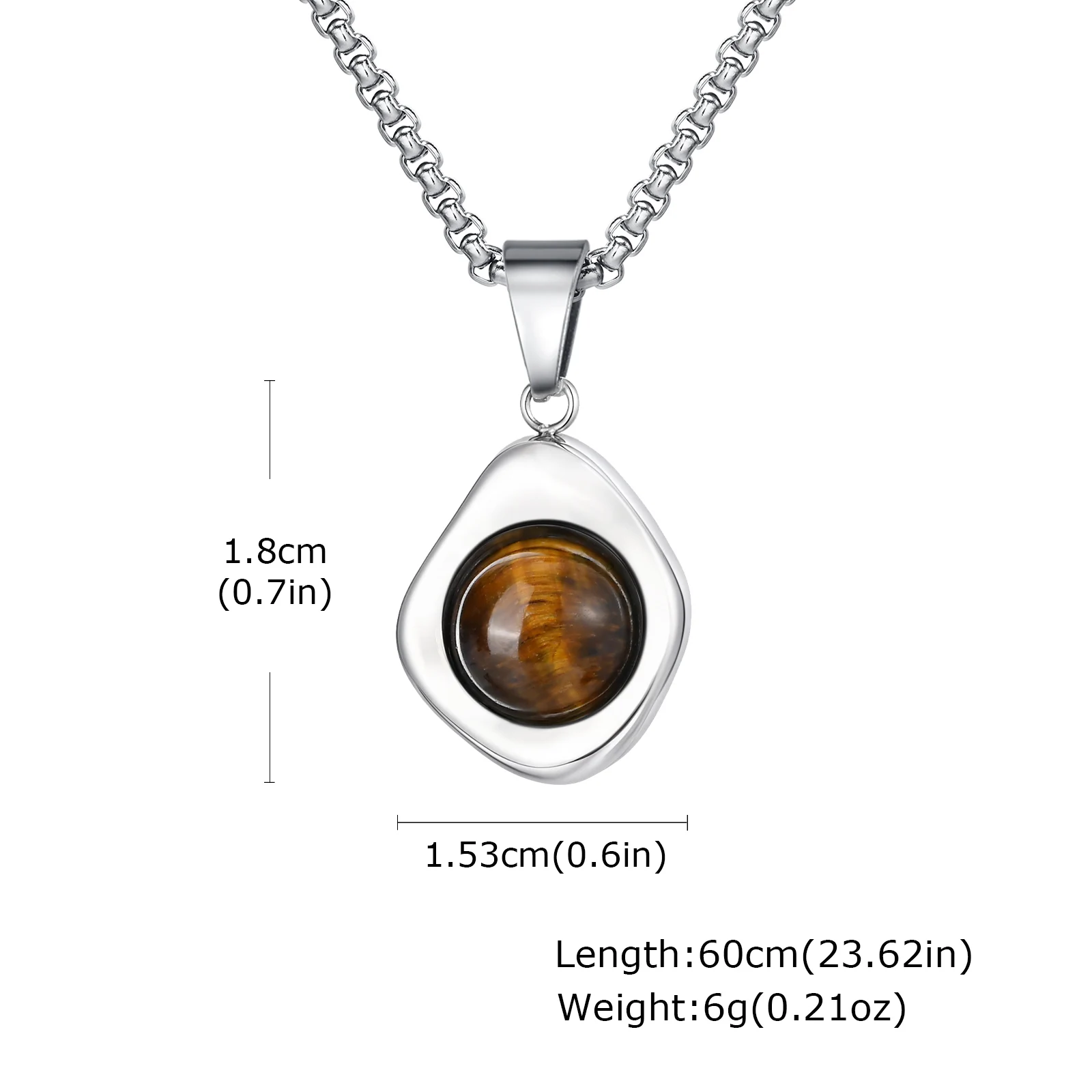 Trendy Pendant Necklaces for Men Boys,Square Natural Stone Stainless Steel Necklaces,Hip Hop Cool Healing Jewelry Gifts - Image 35