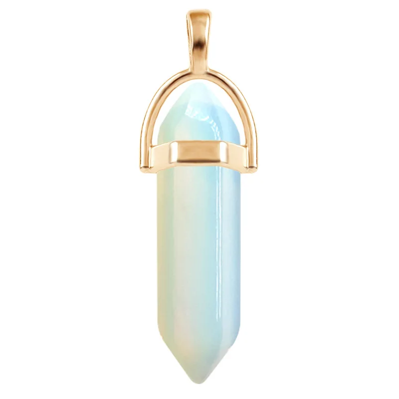 7pcs/Set Hexagon Pillar Quartz Necklace Turquoise Pink Crystal Necklace Genuine Leather Chain Natural Stone Choker Necklace - Image 10