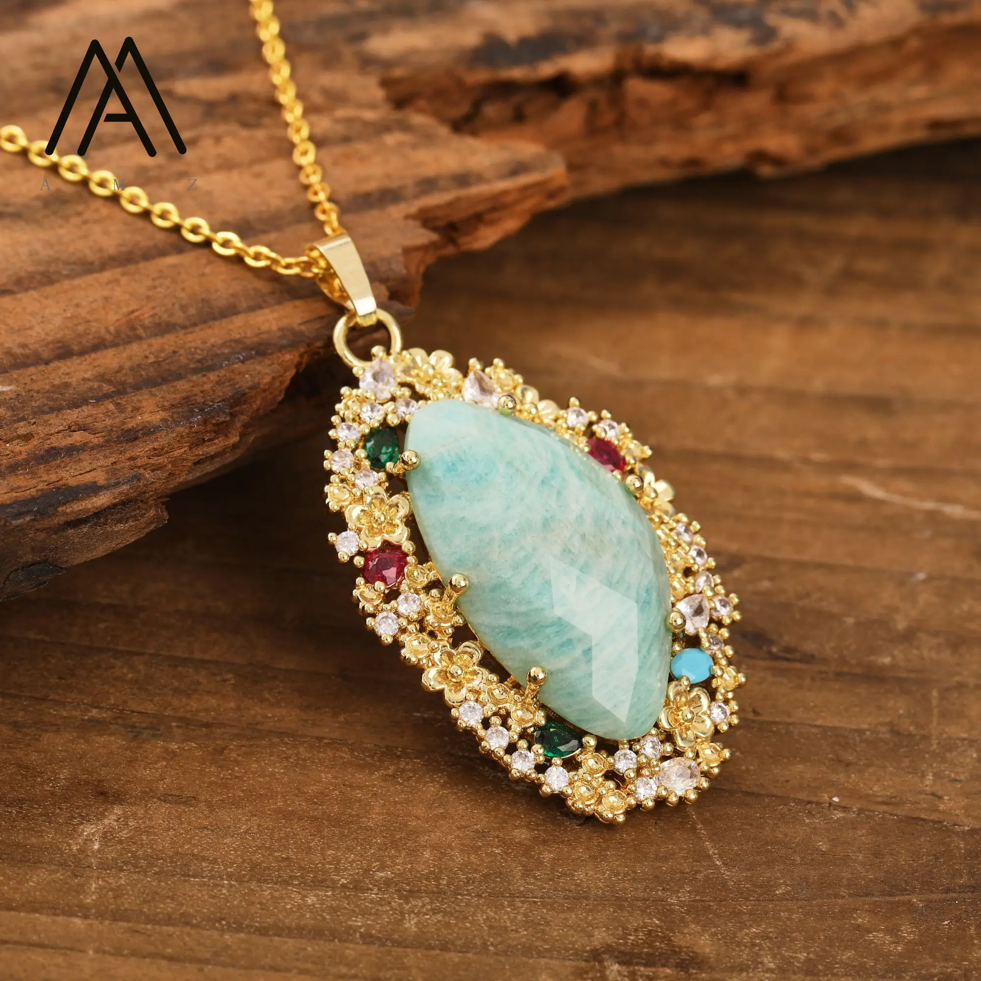 Natural Quartz Gemstone Necklace European American Style Jewels Elegant Multicolor Pendant Necklace Wedding Womens Accessory - Image 17