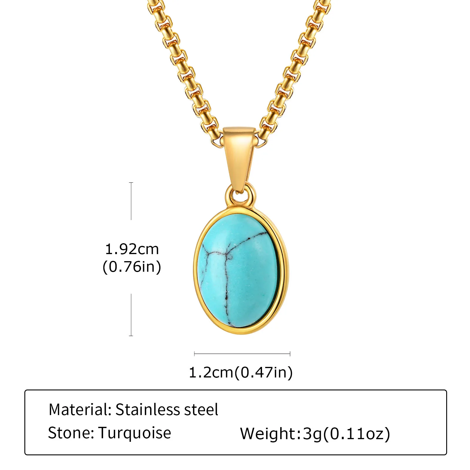 Trendy Pendant Necklaces for Men Boys,Square Natural Stone Stainless Steel Necklaces,Hip Hop Cool Healing Jewelry Gifts - Image 8