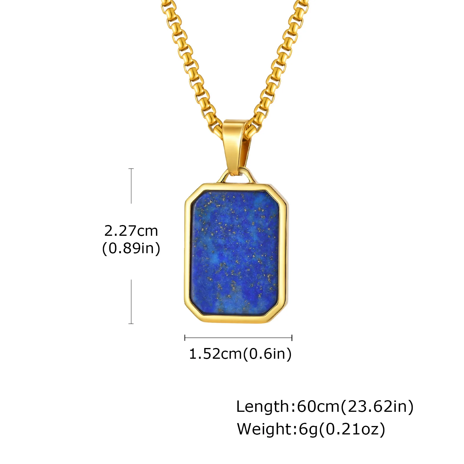 Trendy Pendant Necklaces for Men Boys,Square Natural Stone Stainless Steel Necklaces,Hip Hop Cool Healing Jewelry Gifts - Image 24