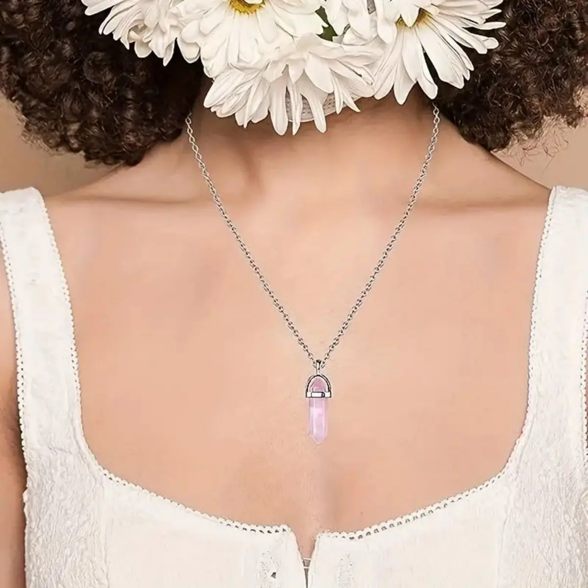 3pcs Rose Quartz Necklaces Pendants Set For Spiritual Energy Witchcraft Reiki, Holiday Gift, Birthday Gift - Image 3