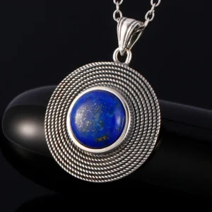 Silver Necklace Natural Lapis Lazuli Stone Pendants Necklace for Women Gift Simple Fashion Fine Jewelry