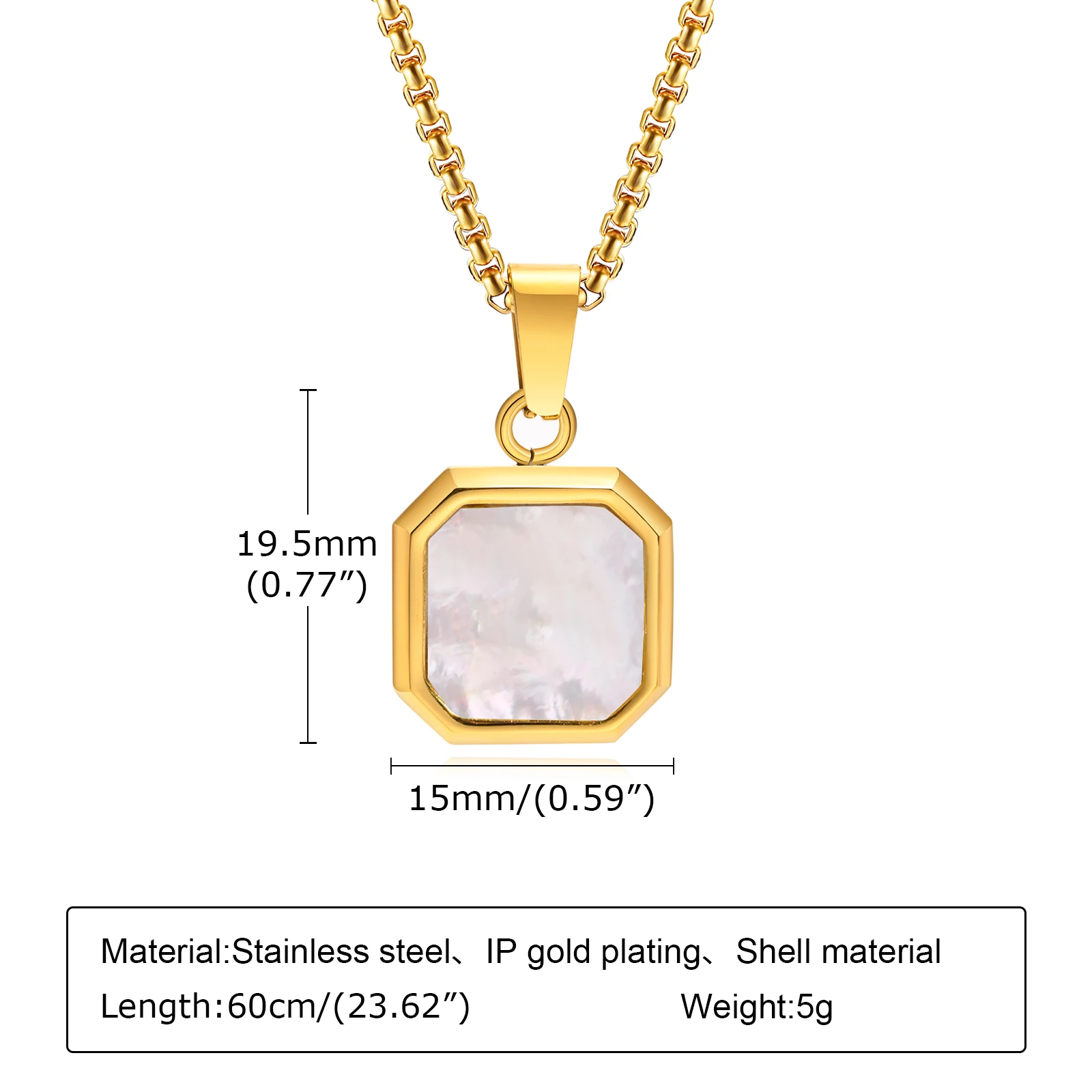 Trendy Pendant Necklaces for Men Boys,Square Natural Stone Stainless Steel Necklaces,Hip Hop Cool Healing Jewelry Gifts - Image 9