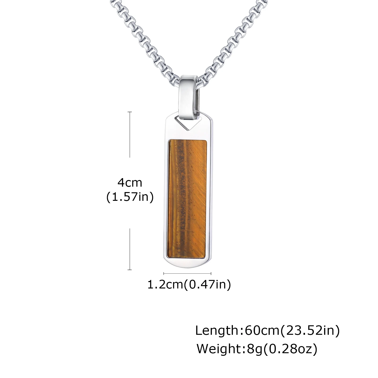 Trendy Pendant Necklaces for Men Boys,Square Natural Stone Stainless Steel Necklaces,Hip Hop Cool Healing Jewelry Gifts - Image 22