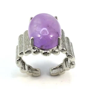 Natural Amethyst Crystal Stone Ring for Women Rose Quartz Jasper Open Ring Oval Beads Finger Rings Party Men Girls Jewelry