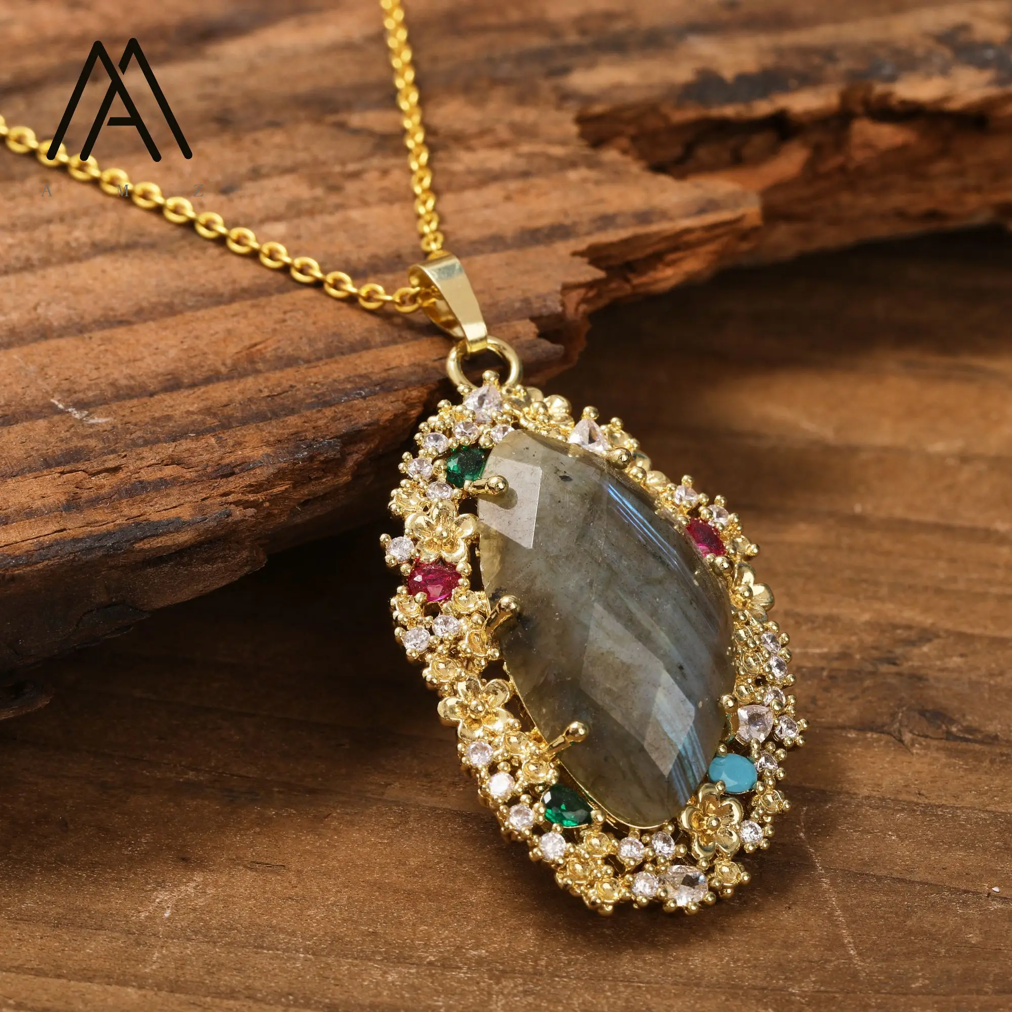 Natural Quartz Gemstone Necklace European American Style Jewels Elegant Multicolor Pendant Necklace Wedding Womens Accessory - Image 4