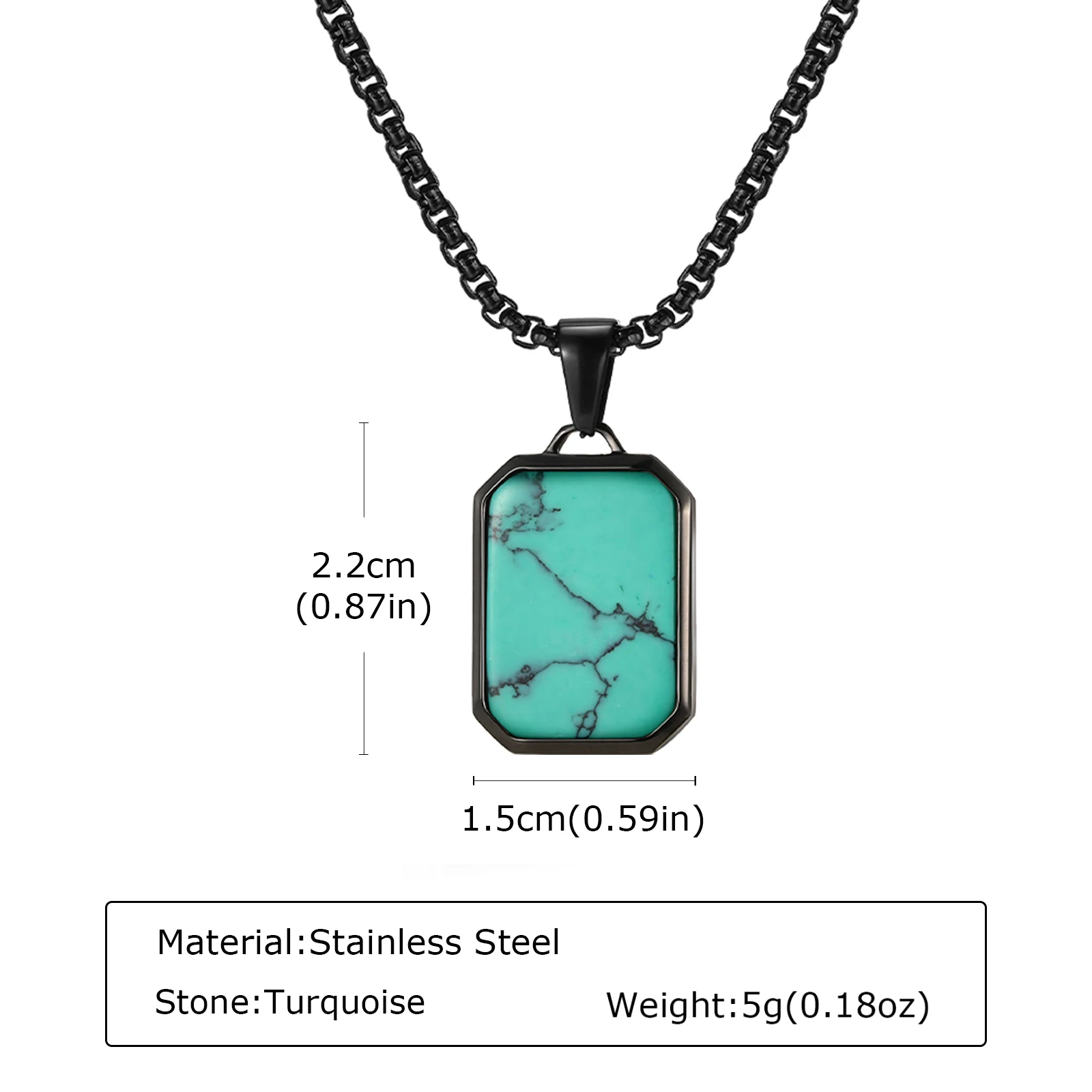 Trendy Pendant Necklaces for Men Boys,Square Natural Stone Stainless Steel Necklaces,Hip Hop Cool Healing Jewelry Gifts - Image 33