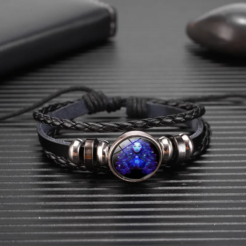 12 Zodiac Signs Constellation Charm Luminous Bracelet Men Women Fashion Multilayer Weave leather Bracelet & Bangle Birthday Gift - Image 15