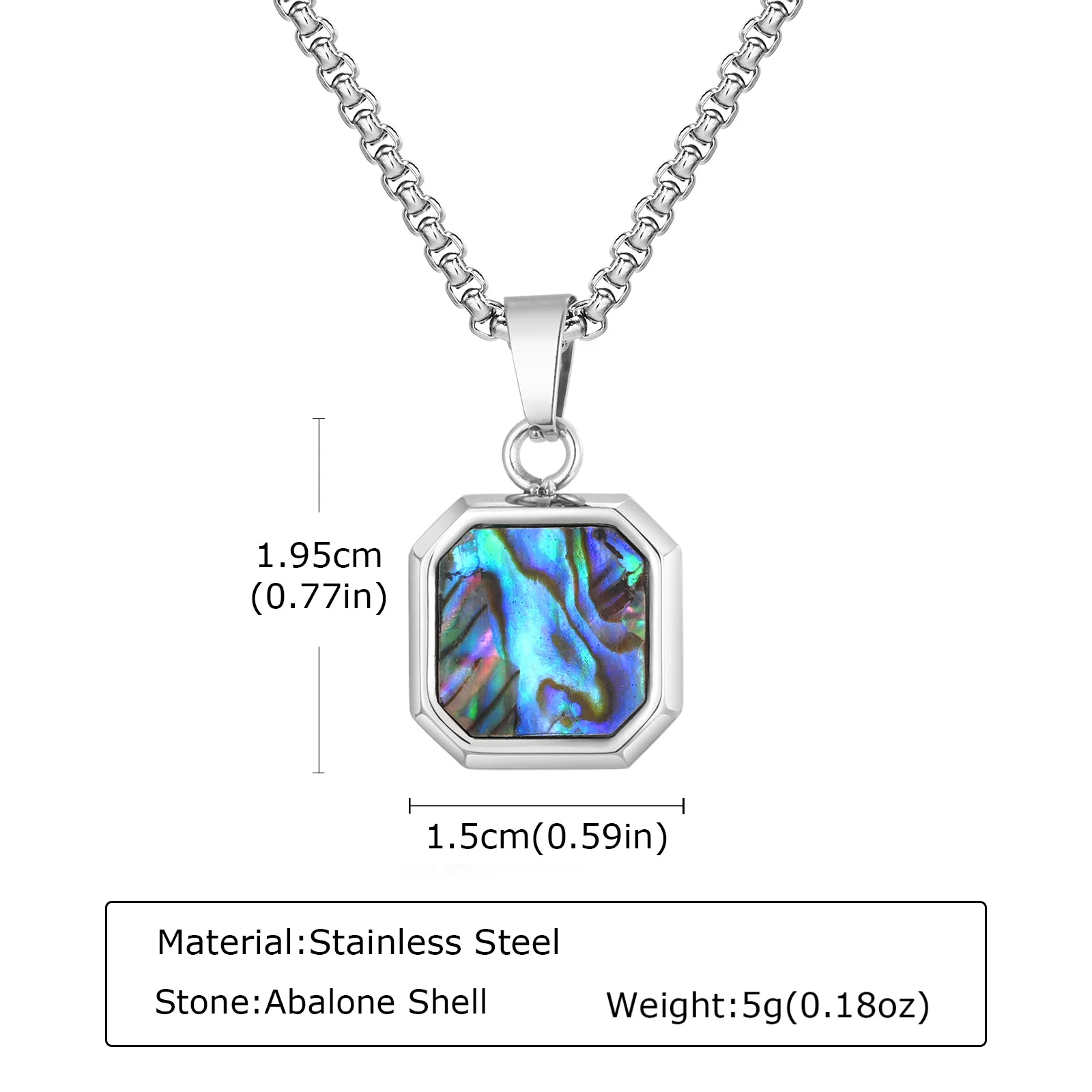 Trendy Pendant Necklaces for Men Boys,Square Natural Stone Stainless Steel Necklaces,Hip Hop Cool Healing Jewelry Gifts - Image 23