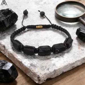 Black Tourmaline Beaded Knot Bracelet Multi-Color Natural Raw Stone Hand-woven Bracelet Bohemian Style Bracelet Accessory Unisex