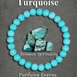 Natural Stone Turquoise Bead Bracelet for Healing Calm Energy Protection & Harmony Positive Vibes Spiritual Wellness Jewelry New