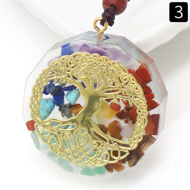 7 Chakra Orgone Energy Pendant Chip Stones Metatron's Cube Merkaba Sacred Geometry Amulet OM Reiki Healing Crystal Yoga Necklace - Image 15