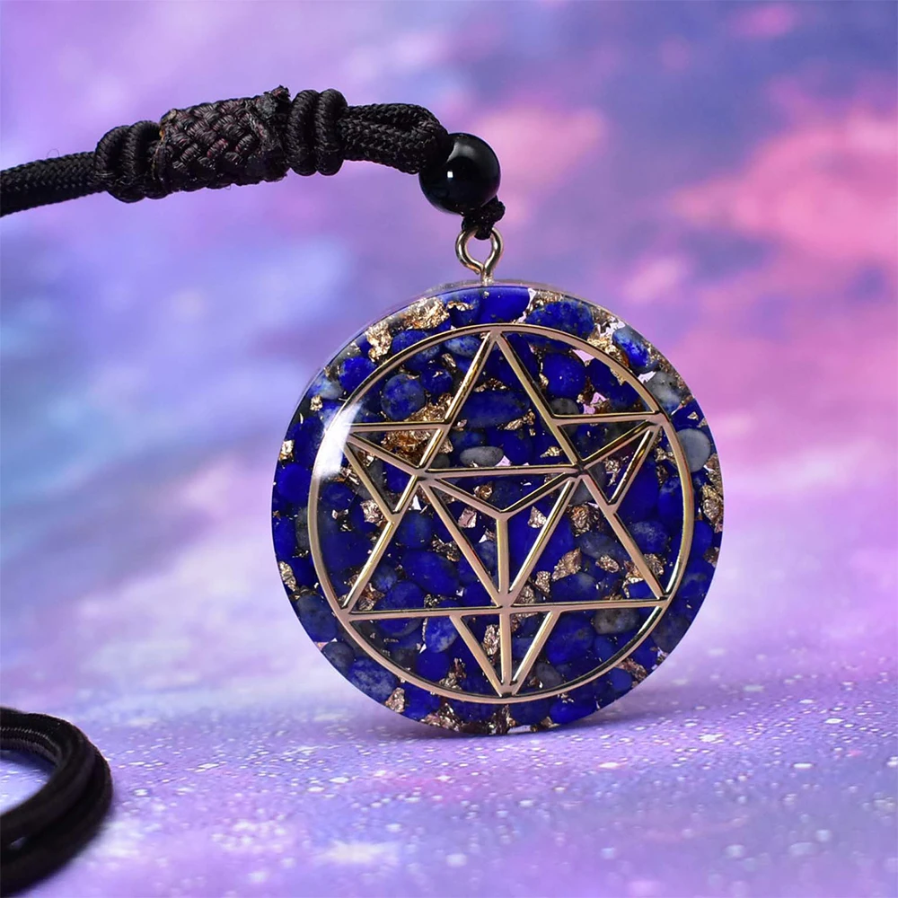 Natural Amethyst Orgonite Necklace Metatron Cube Resin Pendant Cosmic Energy Center Sign Pendant Magic Hexagram Choker Jewelry - Image 5