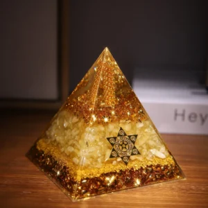 5/6/8/10cm Crystal Pyramid Cube Design Resin Citrine Orgonite Pyramid Gifts Handmade Prosperity Attraction Crystal