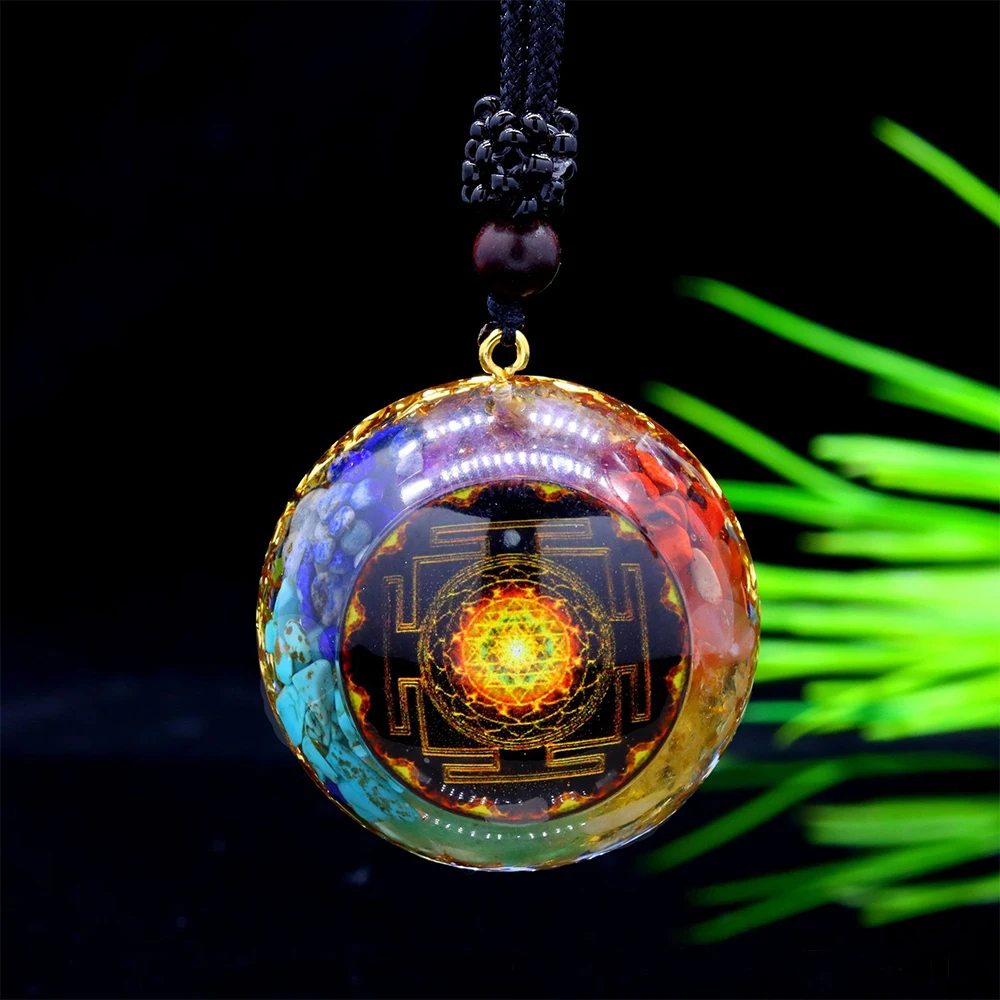 Natural Amethyst Orgonite Necklace Metatron Cube Resin Pendant Cosmic Energy Center Sign Pendant Magic Hexagram Choker Jewelry - Image 3