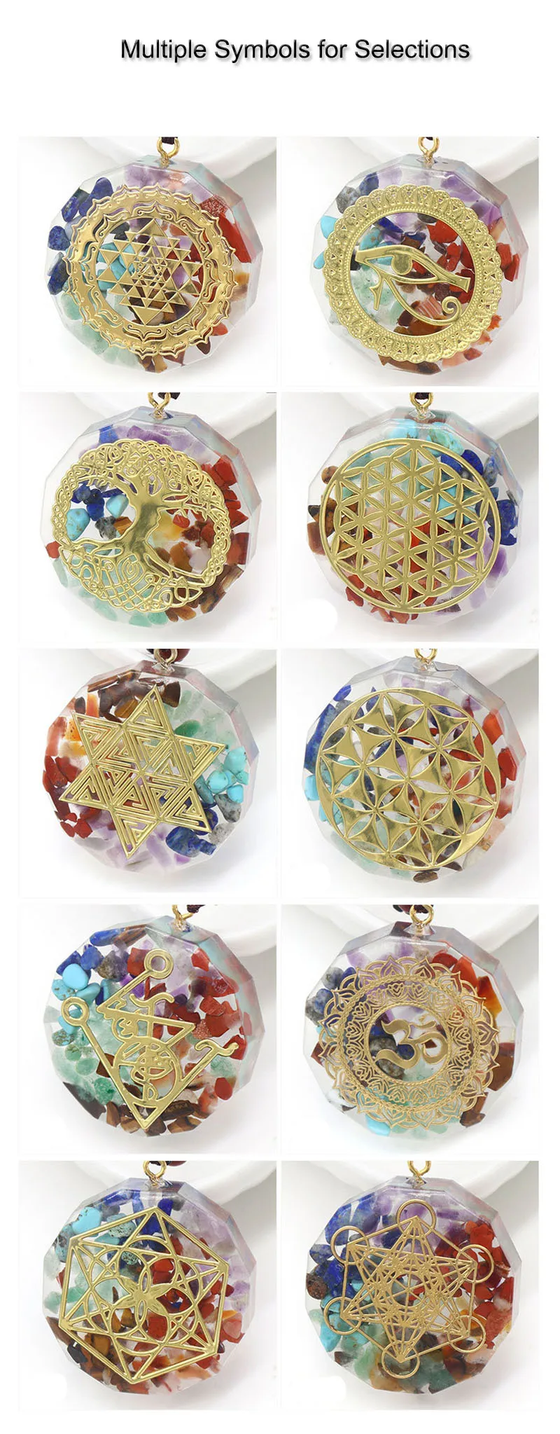 7 Chakra Orgone Energy Pendant Chip Stones Metatron's Cube Merkaba Sacred Geometry Amulet OM Reiki Healing Crystal Yoga Necklace - Image 19