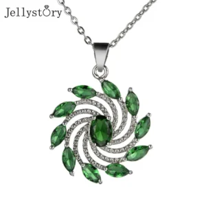 Jellystory 925 Sterling Silver Emerald Necklace For Women Simple Green Red Pendant Wedding Anniversary Fine Jewelry 2022 Trend