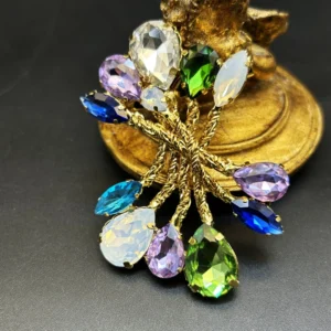 Palace Retro Crystal Gem Women's Choker Necklace Bracelet Earring Brooch Designer High-end Sweet Romantic Women's Jewerly Set