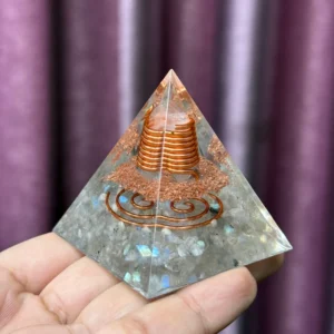 1pc Orgonite Pyramide, Crystal Column Series Orgone Pyramid, Composed of white moonlight and resin, Home Desktop Ornaments