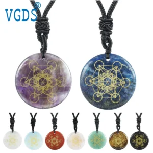 Natural Crystal Stone Metatron's Cube Multidimensional Pendants Mythology Angel Mysterious Divine Symbols Reiki Energy Necklaces