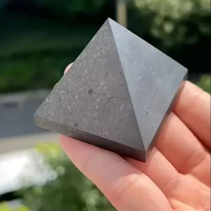 1pc Natural Shungite Stone Crystal Pyramid, Natural Shungite Pyramid Tower, Gemstone Point Stone Ornaments Collection