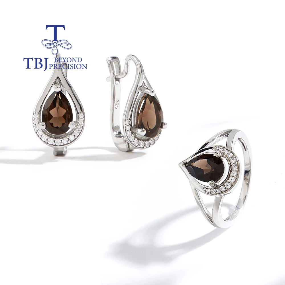 2026 Anime Jujutsu Kaisen Eye Silver Ring & Earrings Set Natural Smoky Gemstone Fine Jewelry for Women & Girl Daily Wear Gift