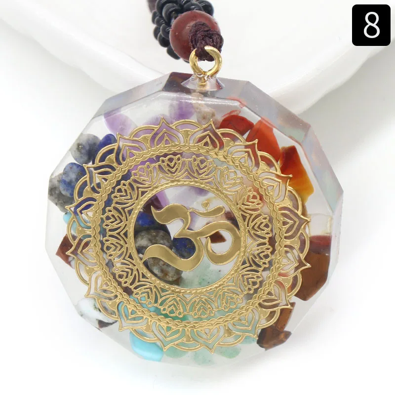 7 Chakra Orgone Energy Pendant Chip Stones Metatron's Cube Merkaba Sacred Geometry Amulet OM Reiki Healing Crystal Yoga Necklace - Image 8