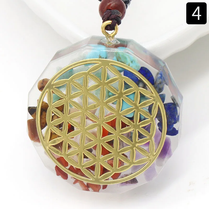 7 Chakra Orgone Energy Pendant Chip Stones Metatron's Cube Merkaba Sacred Geometry Amulet OM Reiki Healing Crystal Yoga Necklace - Image 12