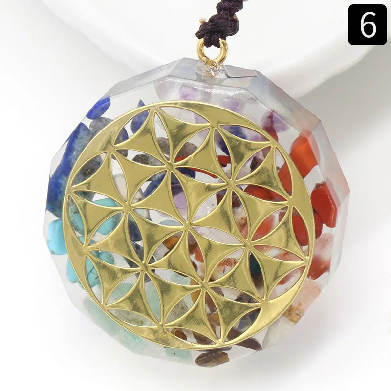 7 Chakra Orgone Energy Pendant Chip Stones Metatron's Cube Merkaba Sacred Geometry Amulet OM Reiki Healing Crystal Yoga Necklace - Image 10