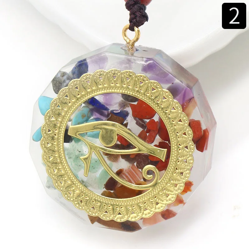 7 Chakra Orgone Energy Pendant Chip Stones Metatron's Cube Merkaba Sacred Geometry Amulet OM Reiki Healing Crystal Yoga Necklace - Image 14